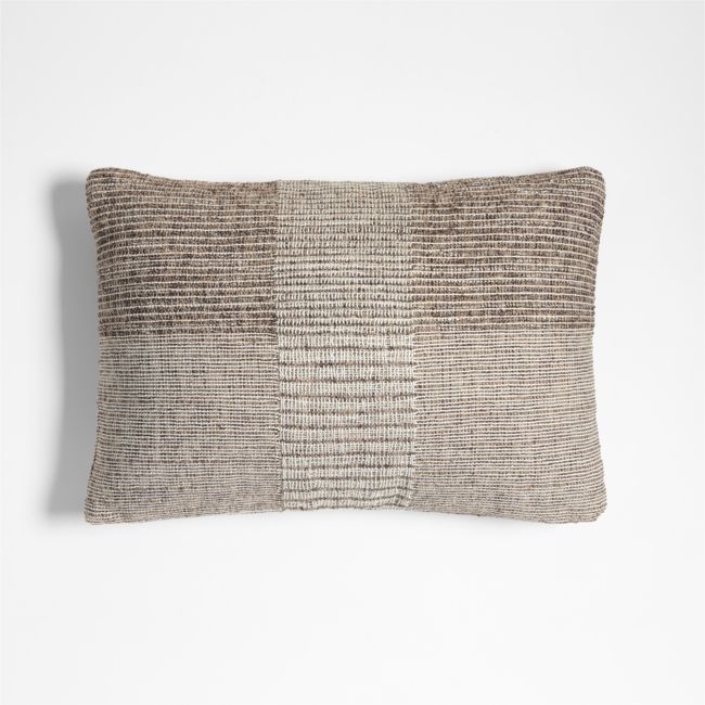Textured Woven Stripes 22x15 Deep Brown Indoor/Outdoor Throw Pillow - Image 0