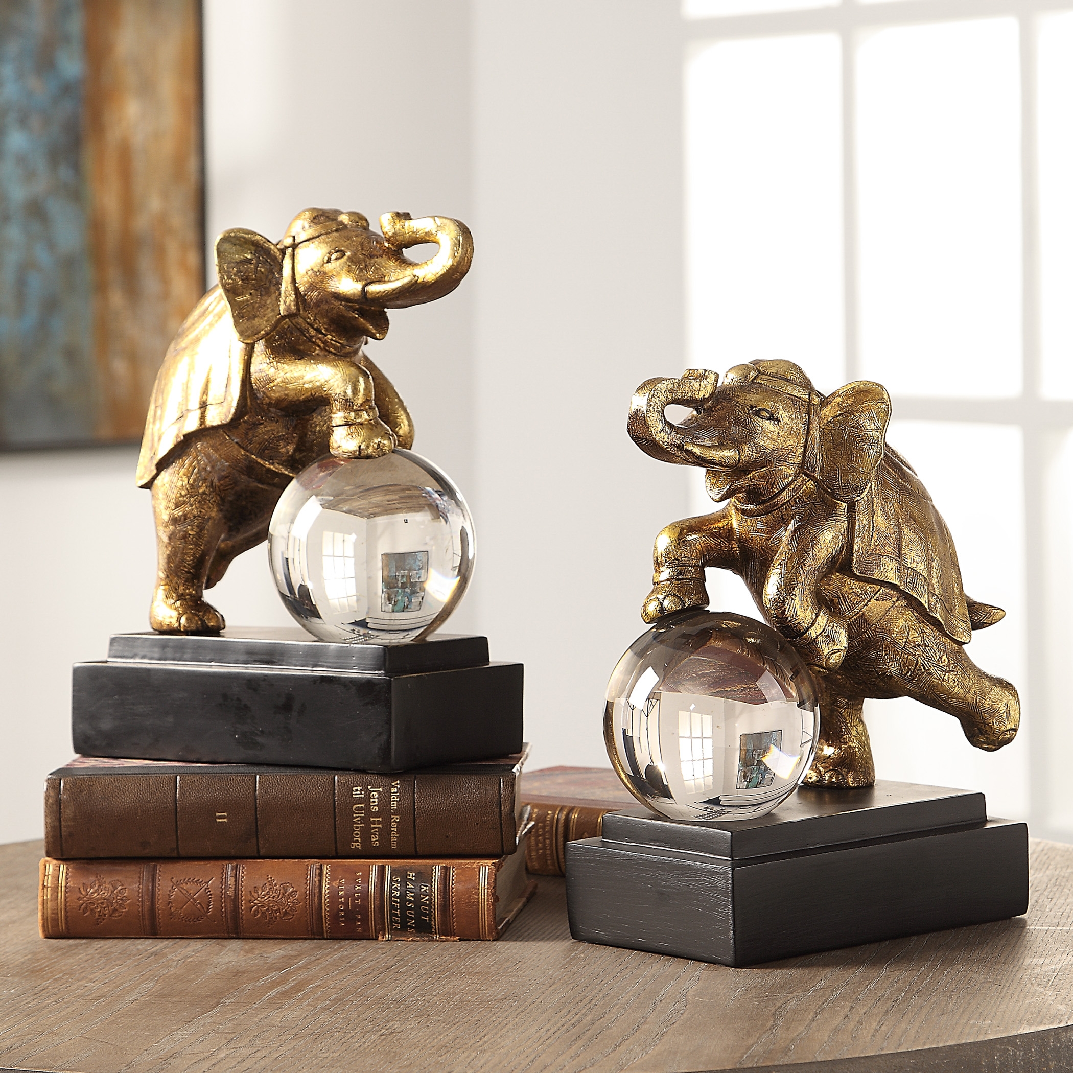 Circus Act Gold Elephant Bookends, S/2 - Image 2