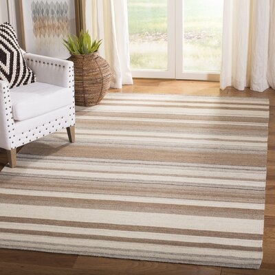 Rodgers Handwoven Flatweave Wool Natural/Camel Area Rug - Image 0