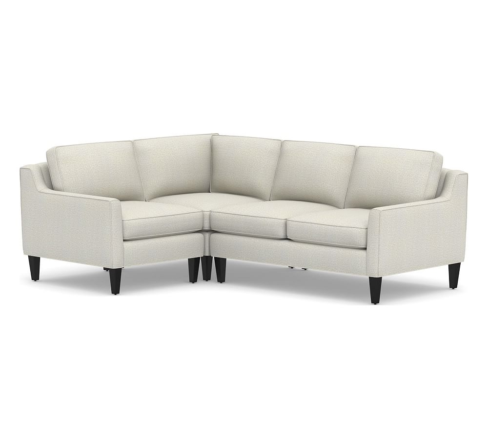 Beverly Upholstered Right Arm 3-Piece Corner Sectional, Polyester Wrapped Cushions, Performance Heathered Basketweave Dove - Image 0