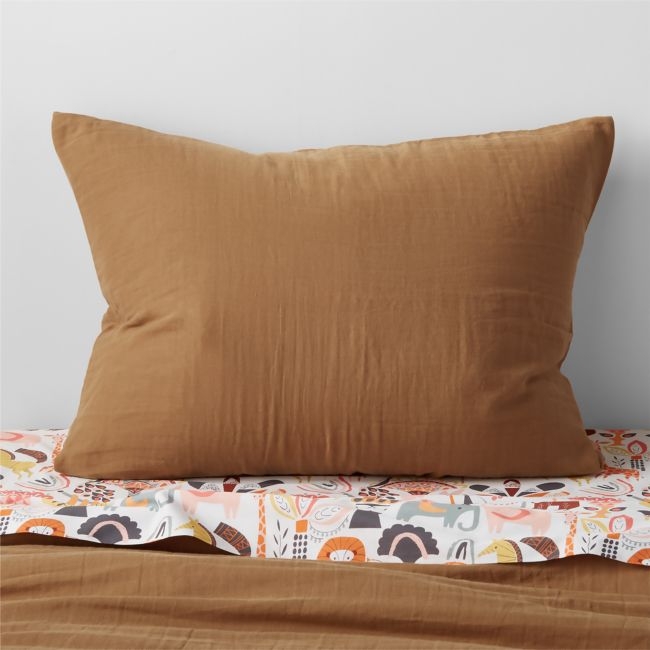 Supersoft Brulee Brown Organic Cotton Gauze Kids Pillow Sham - Image 0