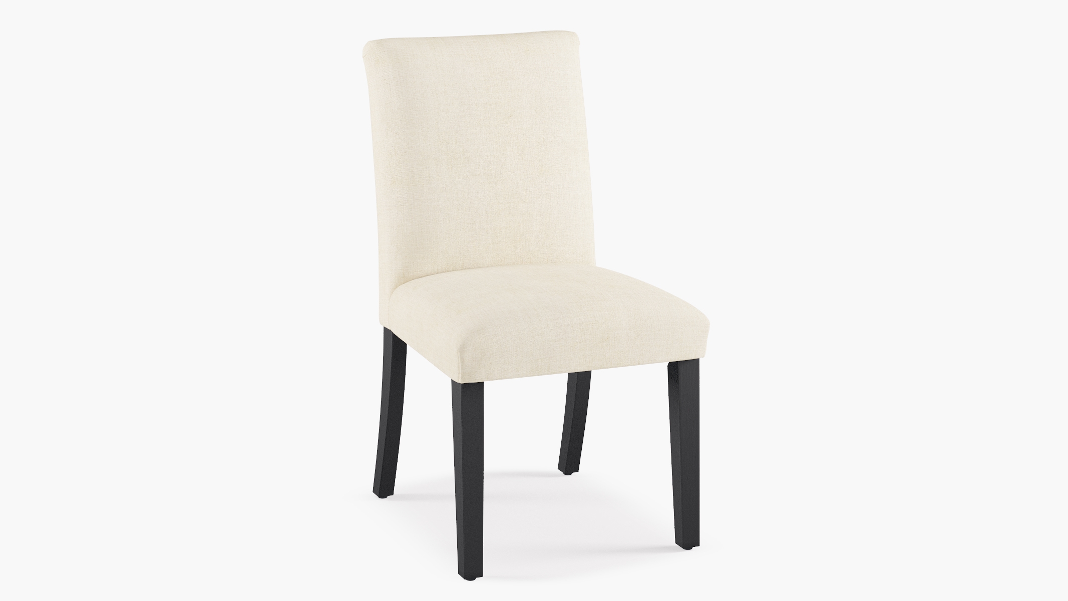 Classic Dining Chair, Talc Everyday Linen, Black - Image 1