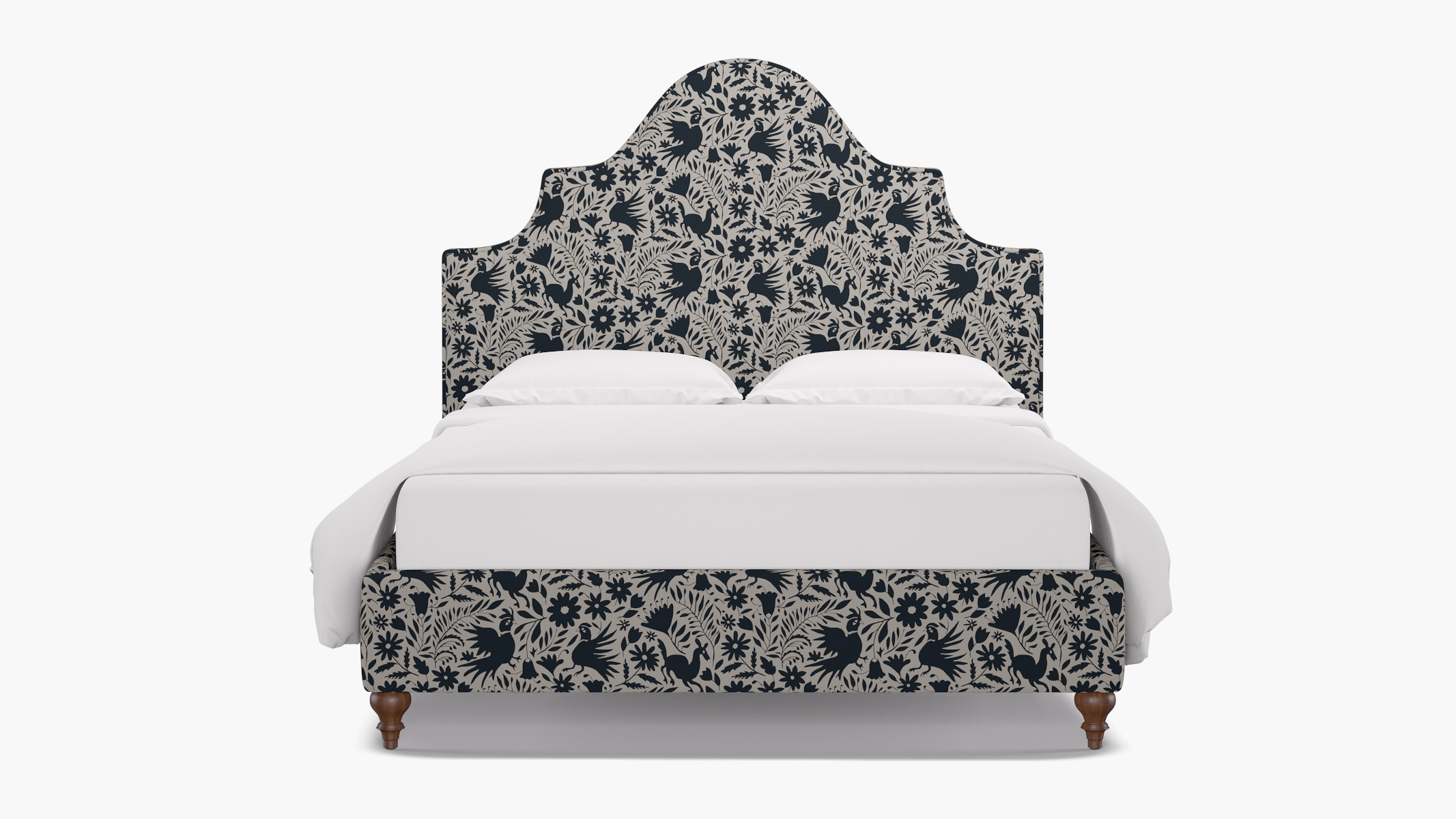 Statement Bed, Ink Frida, Walnut Traditional Turned Leg, Twin - Image 0