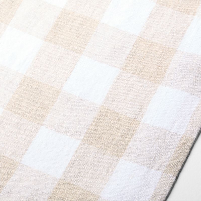 Marin 120" White and Natural Buffalo Check EUROPEAN FLAX ™-Certified Linen Runner - Image 1