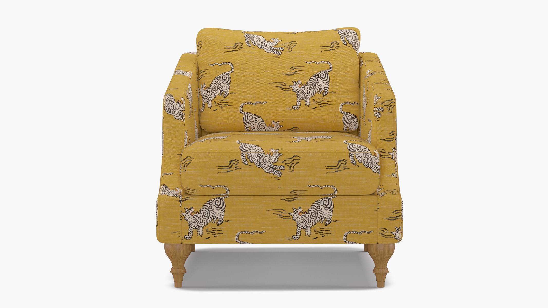 Slope Arm Chair, Dijon Tigresse, Natural Turned Wood Leg - Image 0