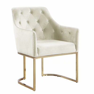 House of Hampton® Glam Tufted Accent Chair With Velvet Cushions And Openwork U-Shaped Base - Blue… - Image 0