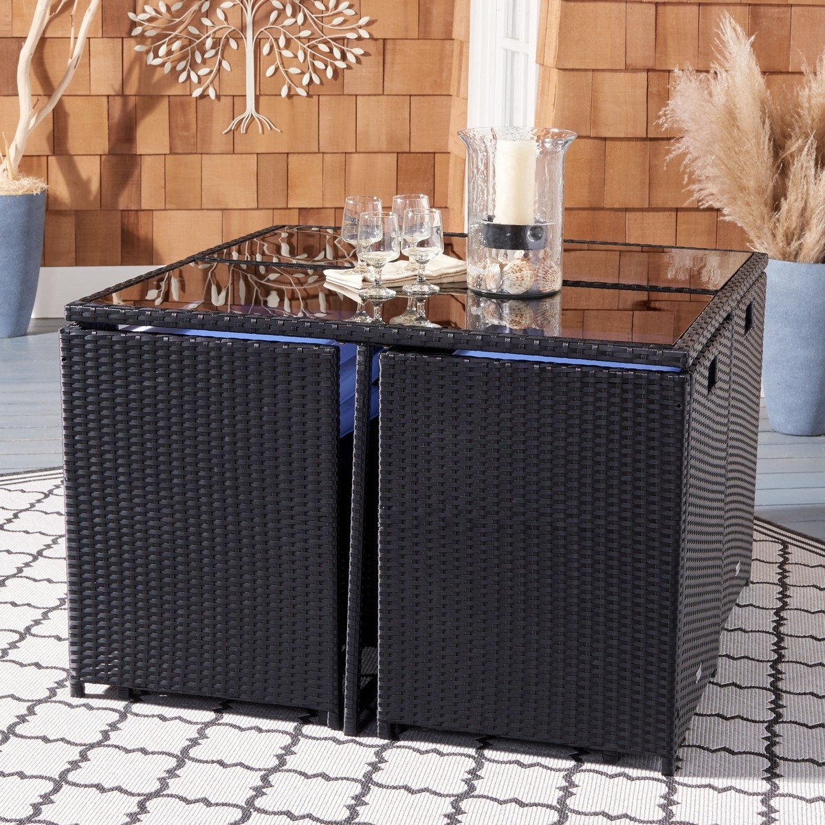 Enerson Outdoor Dining Set - Black/White - Safavieh - Image 8