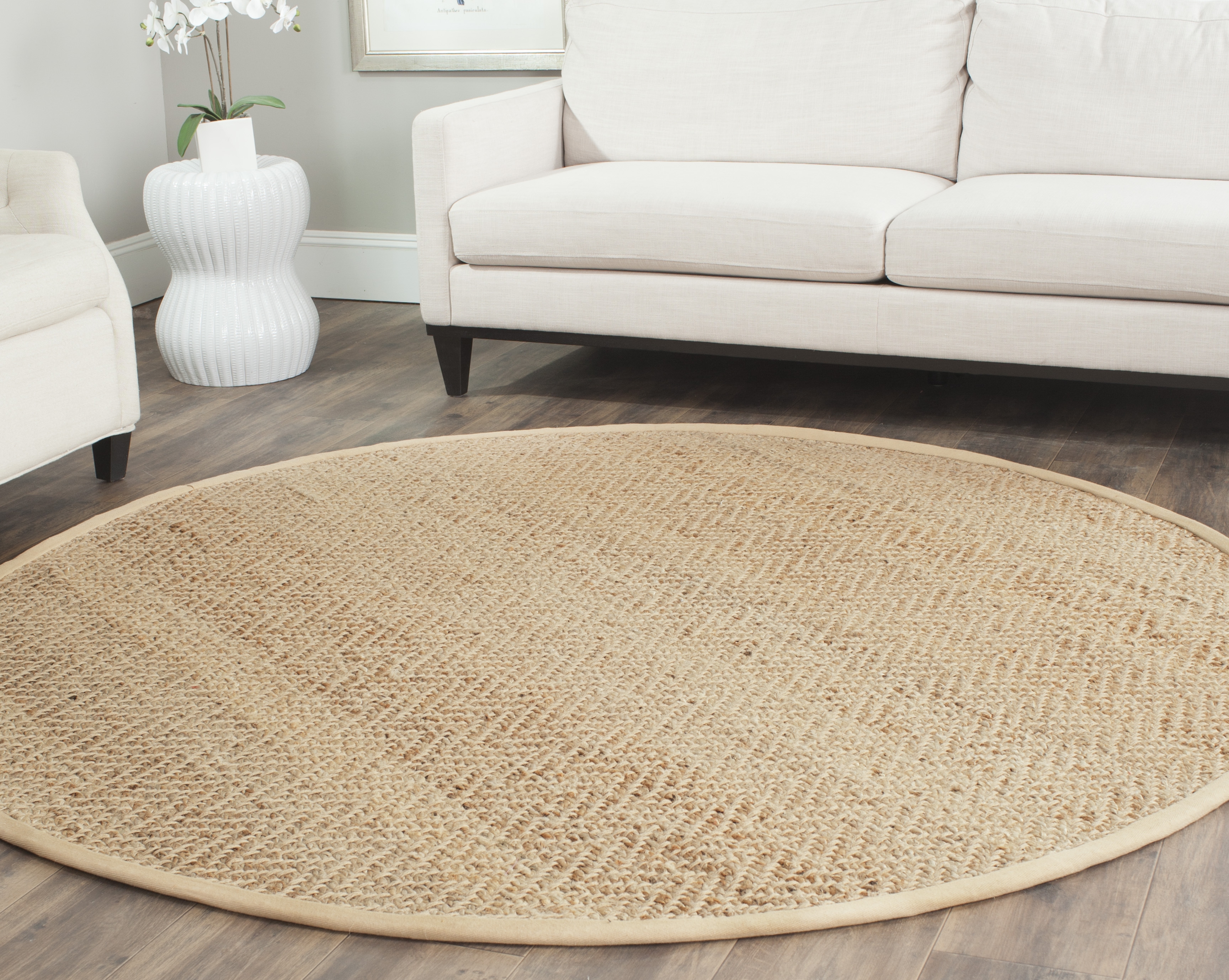 Arlo Home Hand Woven Area Rug, NF731A, Natural,  7' X 7' Round - Image 1