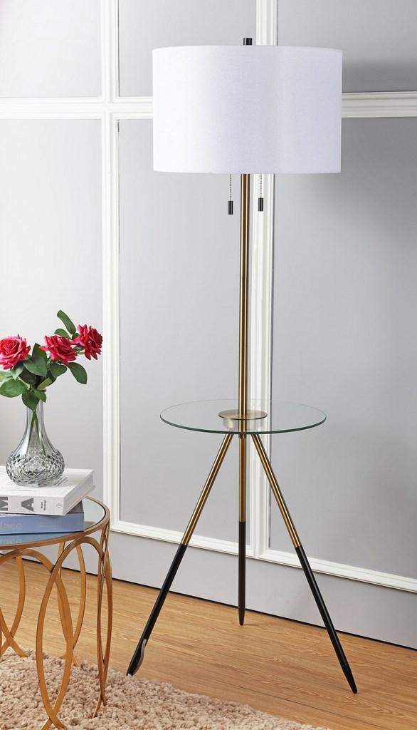 Morrison Floor Lamp Side Table - Gold/Black - Arlo Home - Image 1