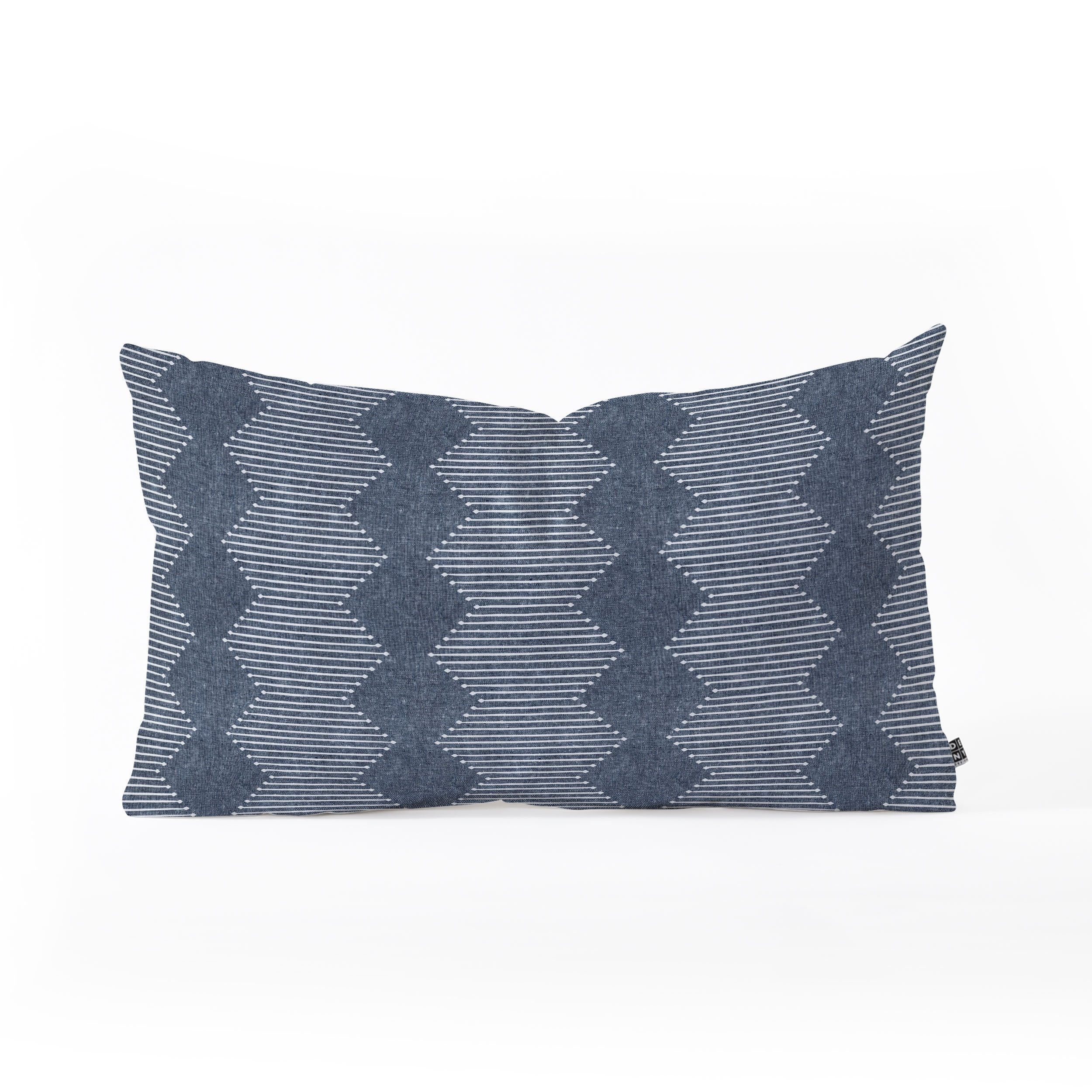 Diamond Mud Cloth Navy by Little Arrow Design Co - Oblong Throw Pillow 24" x 13" - Image 0