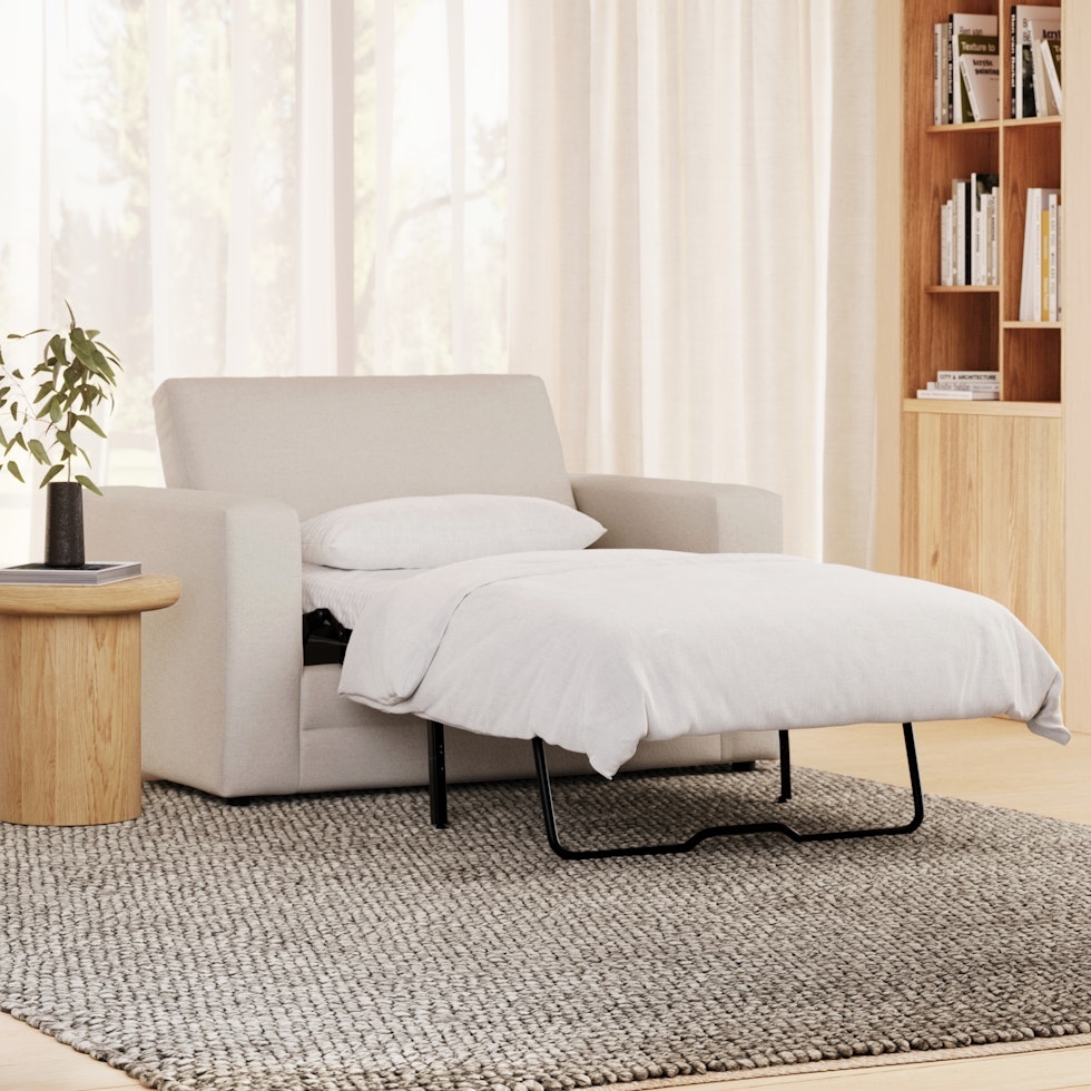 Riley 57.5" Sleeper Chair - Napa White - Image 1