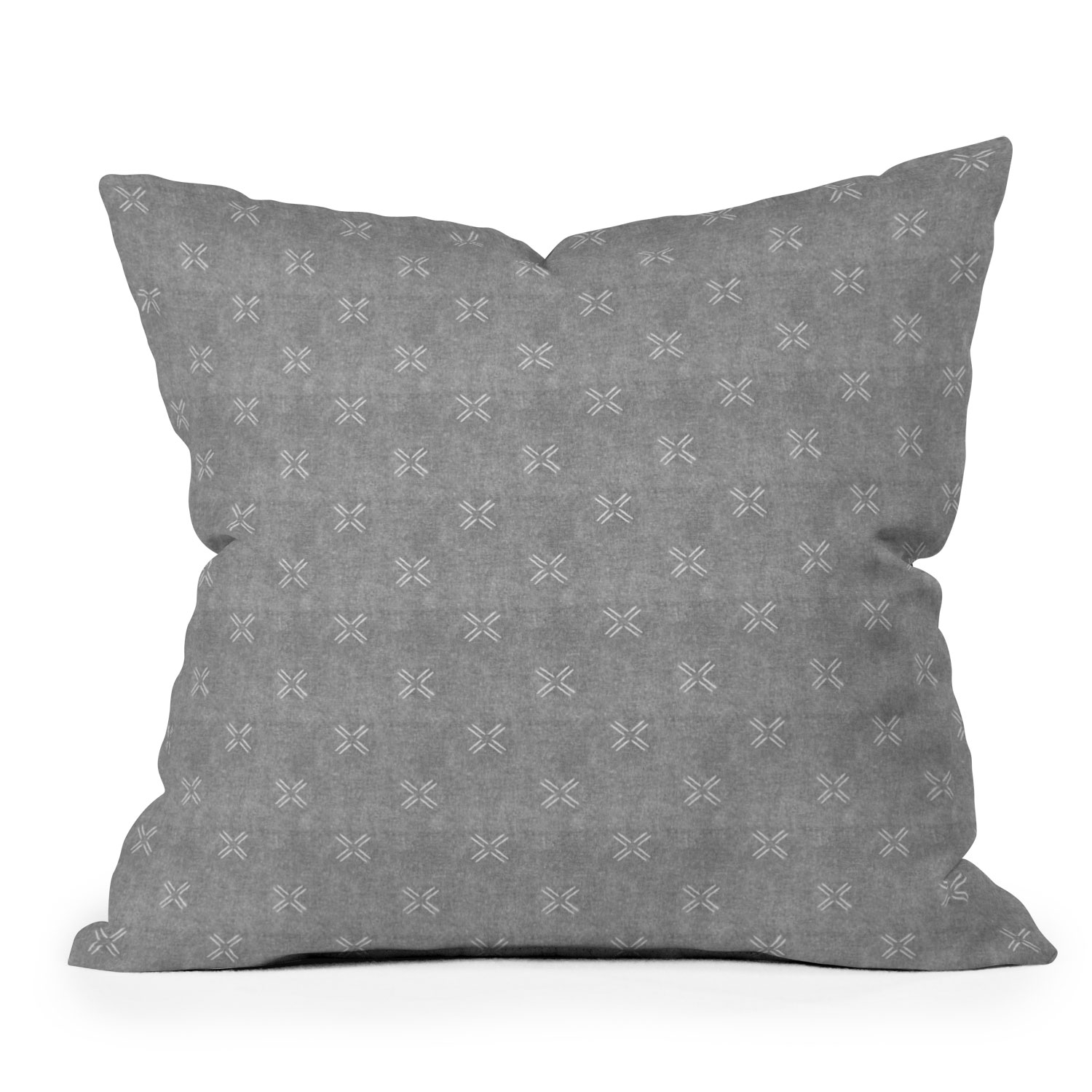 Mud Cloth Cross Gray by Little Arrow Design Co - Outdoor Throw Pillow 26" x 26" - Image 0