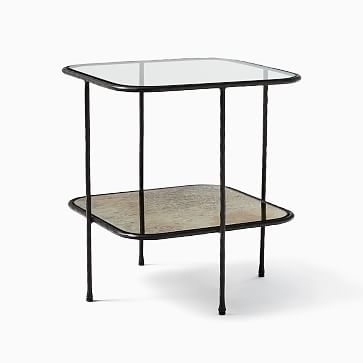 Marley 18" Sq. Side Table, Glass, Mirror, Dark Bronze - Image 1