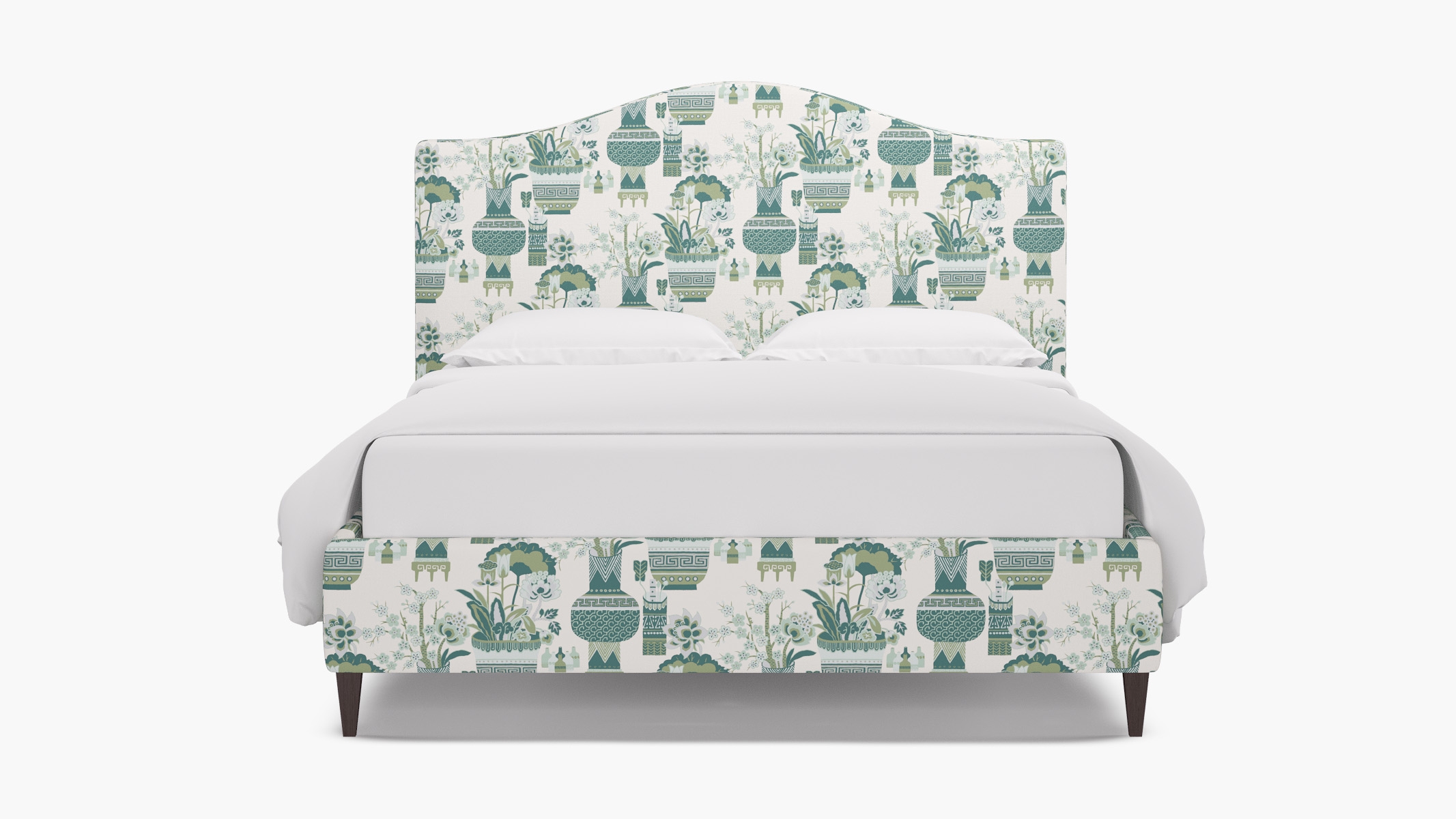 Camelback Bed, Pistachio Kan-Shie, Espresso Square Tapered Leg, King - Image 0