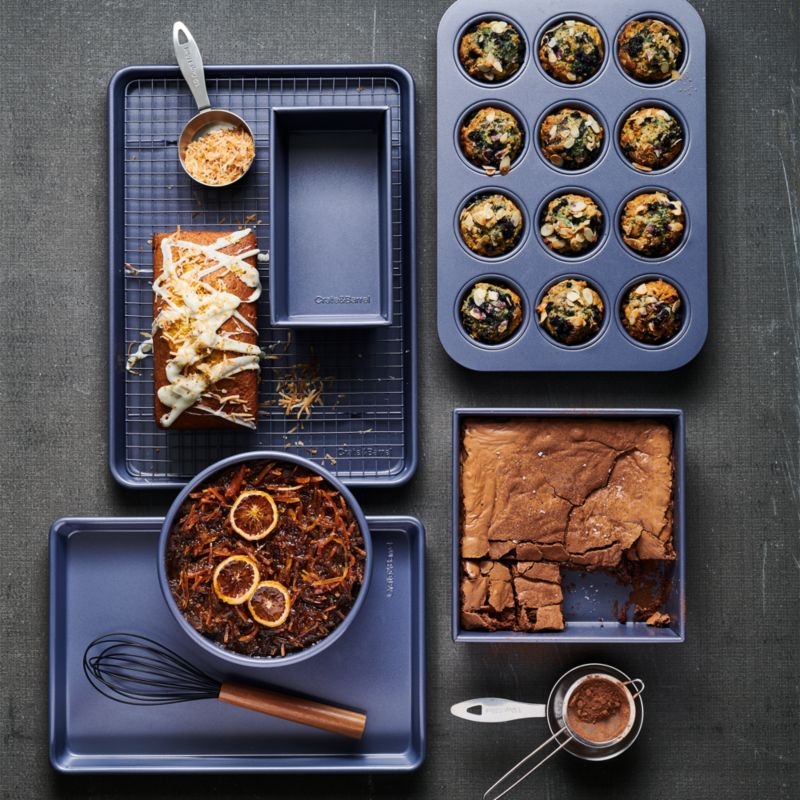 Crate & Barrel Slate Blue Bakeware 6-Piece Set - Image 1