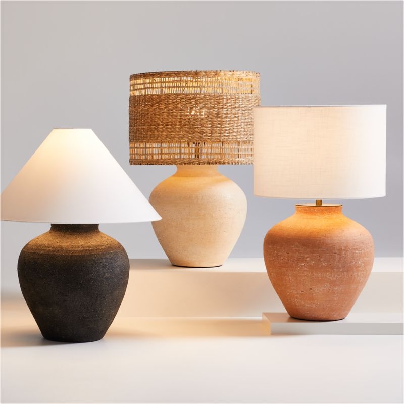 Corfu Terracotta Table Lamp with Tapered Shade 26.6" - Image 1