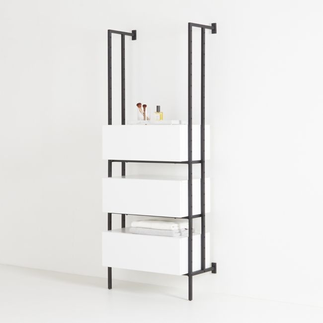 Flex White 3-Drawer Bookcase - Image 0
