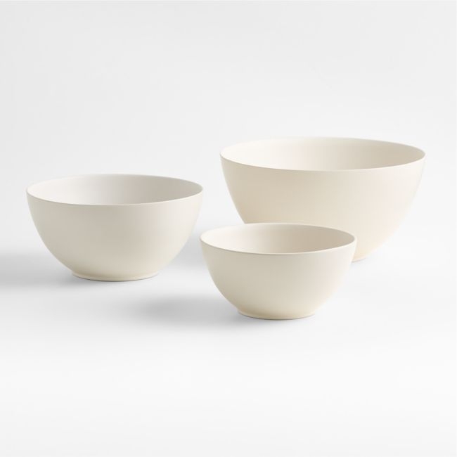 Craft Linen Cream Ceramic Mixing Bowl, Set of 3 - Image 0