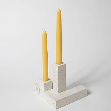 Candlestick Holder, White Terrazzo, Set of 2 - Image 1