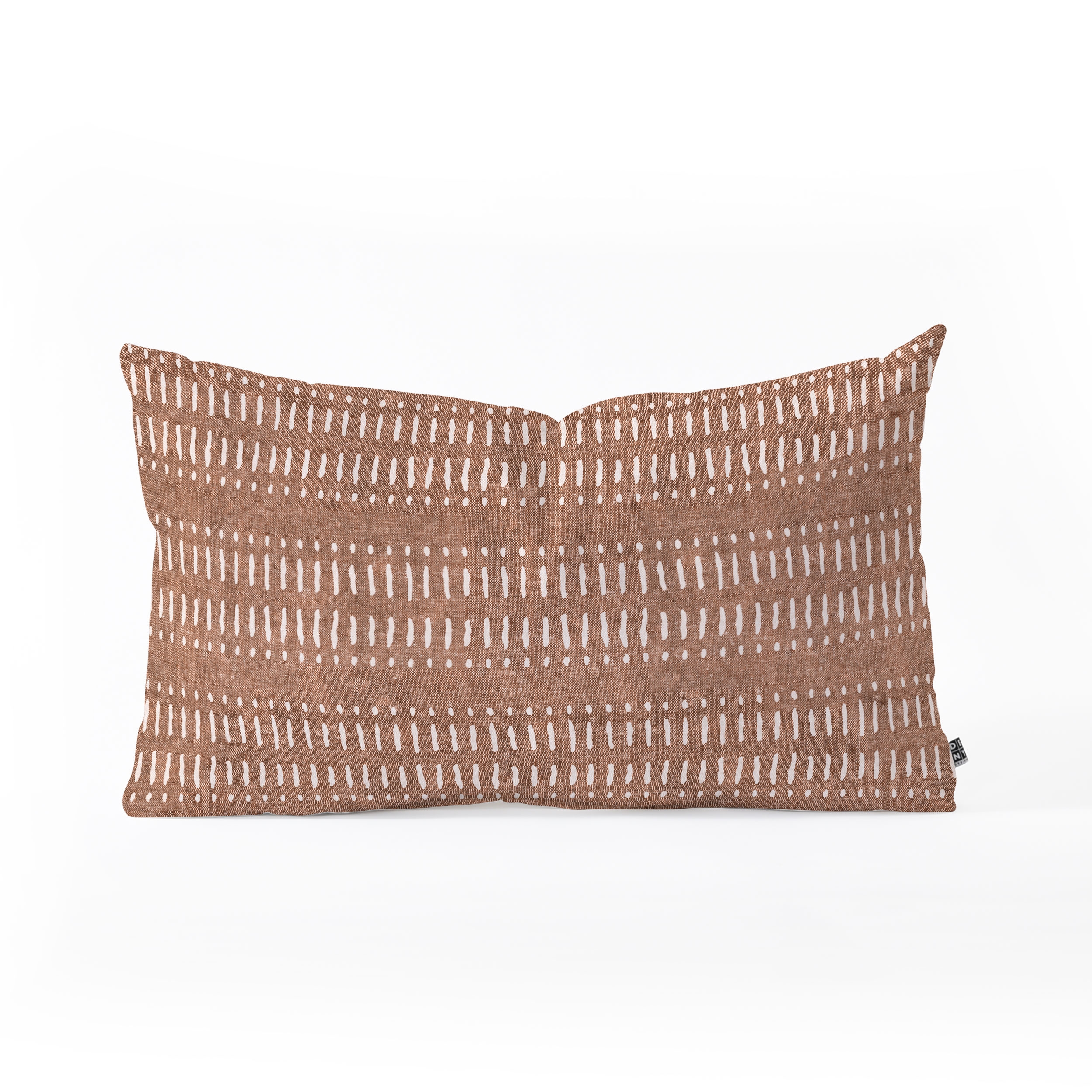 Dash Dot Stripes Ginger by Little Arrow Design Co - Oblong Throw Pillow 26" x 16" - Image 0