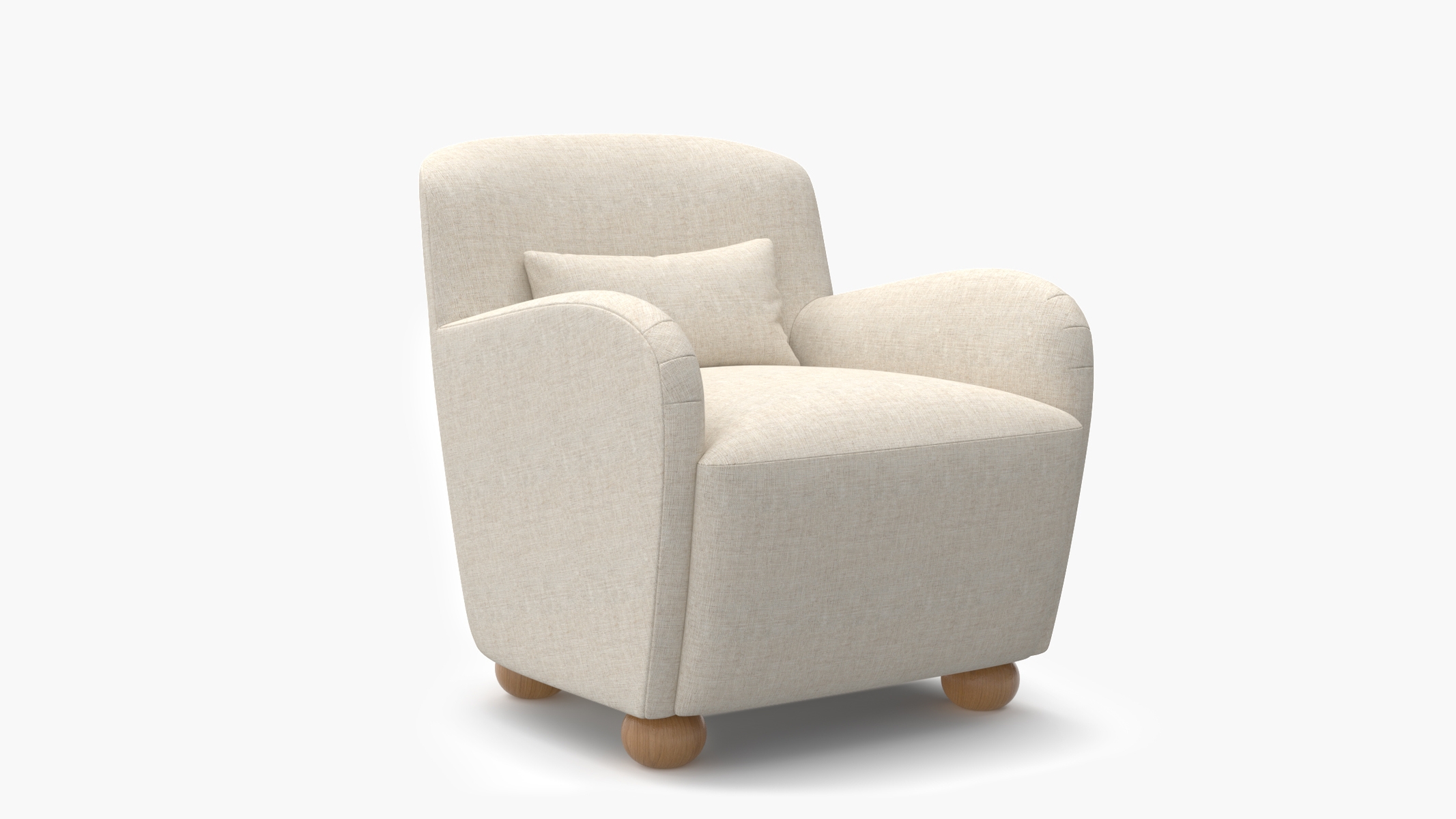 Club Chair, Talc Everyday Linen, Natural Bun Foot - Image 1