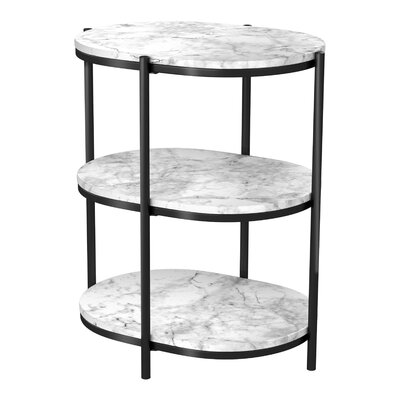 Ariamarie Side Table With White Faux Marble Top & Shelves - Image 0