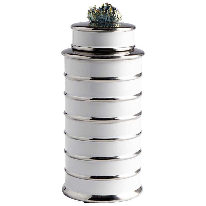 Cyan Design Tower Nickel/White Ceramic Table Vase - Image 0