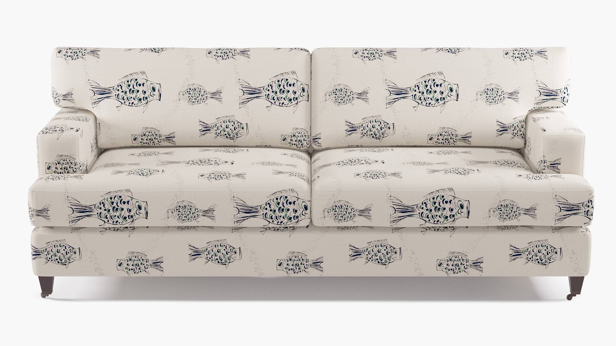 Classic Sofa, Canvas Sakana, Espresso with Antique Brass Caster - Image 0