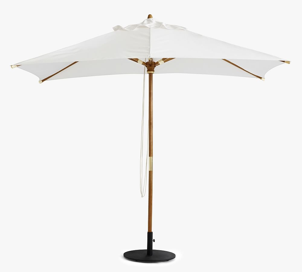 10' Premium Rectangular Umbrella with Teak Tilt Pole( Premium) Sunbrella(R); Thatch Salt - Image 0