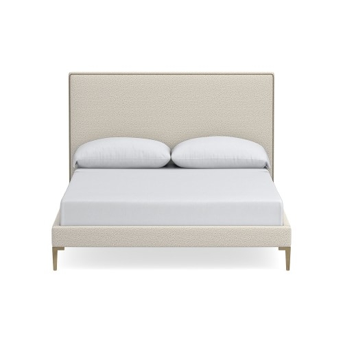 Brooklyn 47 Low Nontufted Bed, Queen, Perennials Performance Chenille Weave, Ivory, Antique Brass - Image 0