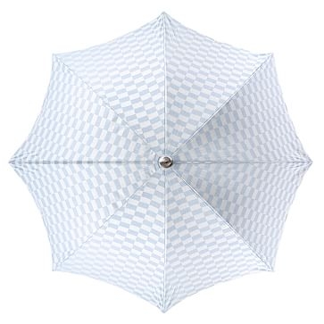 Premium Beach Umbrella, Vintage Blue Checker - Image 1