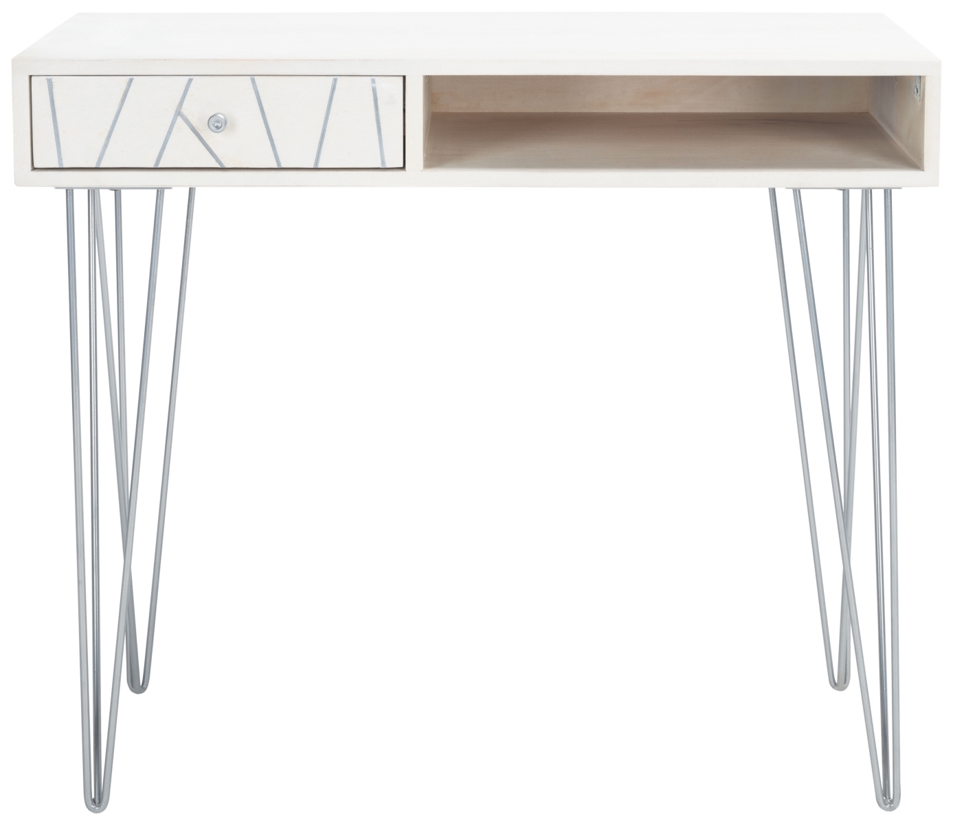 Marigold Desk - White Washed / Silver - Safavieh - Image 0