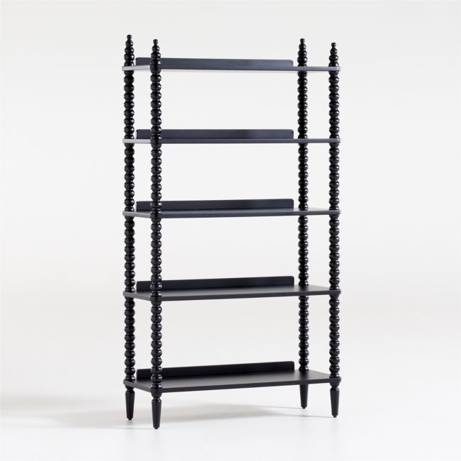 Jenny Lind Black Wood Spindle 5-Shelf Bookcase - Image 1