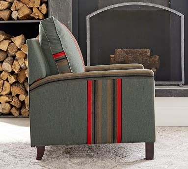 Tyler Square Arm Upholstered Recliner without Nailheads, Polyester Wrapped Cushions, Sunbrella(R) Performance Pendleton(R) Yakima Park Heathered Green - Image 2