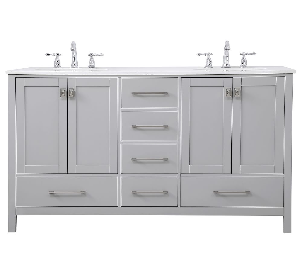 Riola 60" Double Sink Vanity, Gray - Image 0