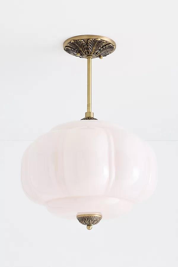 The Eloise Scallop Milk Glass Semi-Flush Mount Ceiling Light - Image 0
