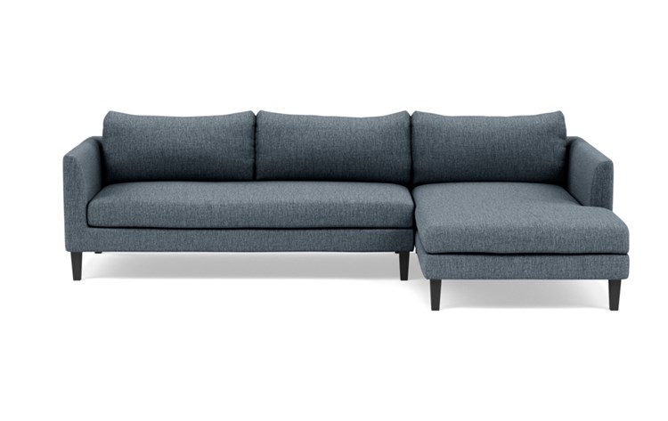 Owens Right Sectional with Blue Rain Fabric, extended chaise, and Painted Black legs - Image 0