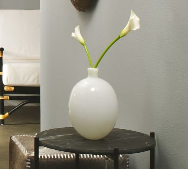 Vivienne White Glass Vases, Set of 2 - Image 1
