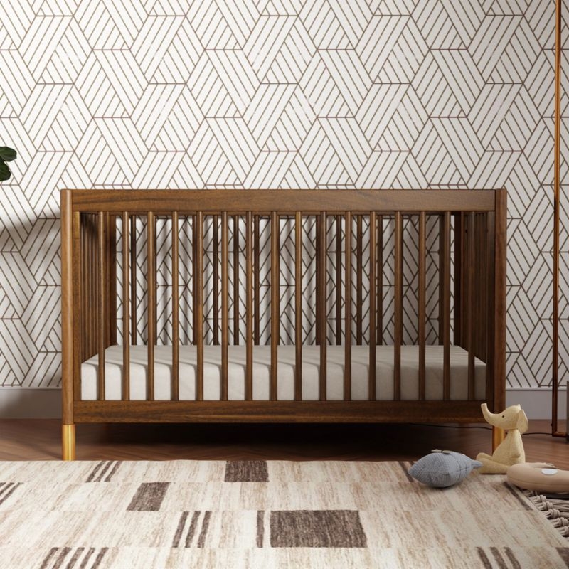Babyletto Gelato Natural Walnut Wood 4-in-1 Convertible Baby Crib with Toddler Conversion Kit - Image 1
