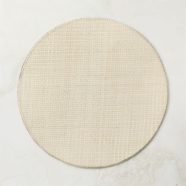 Kanawa Warm White Woven Round Placemat - Image 0