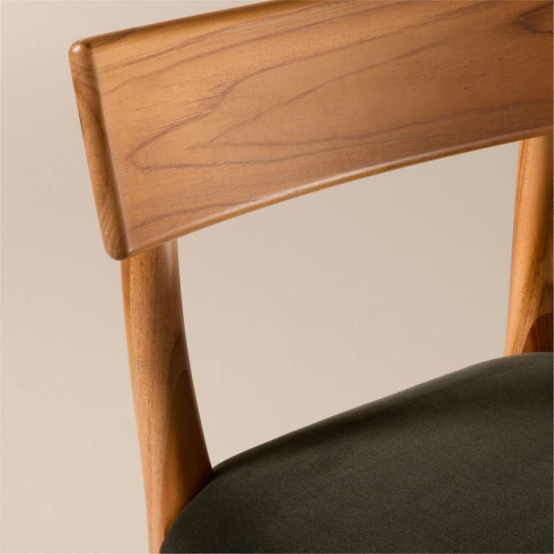 Savanna Teak Wood and Mink Brown Velvet Counter Stool - Image 3