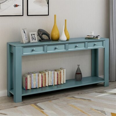 Console Table For Entryway Hallway Sofa Table With Storage Drawers And Bottom Shelf (Black) - Image 0