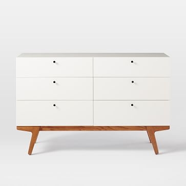 Modern (54") 6-Drawer Dresser, White Lacquer - Image 2