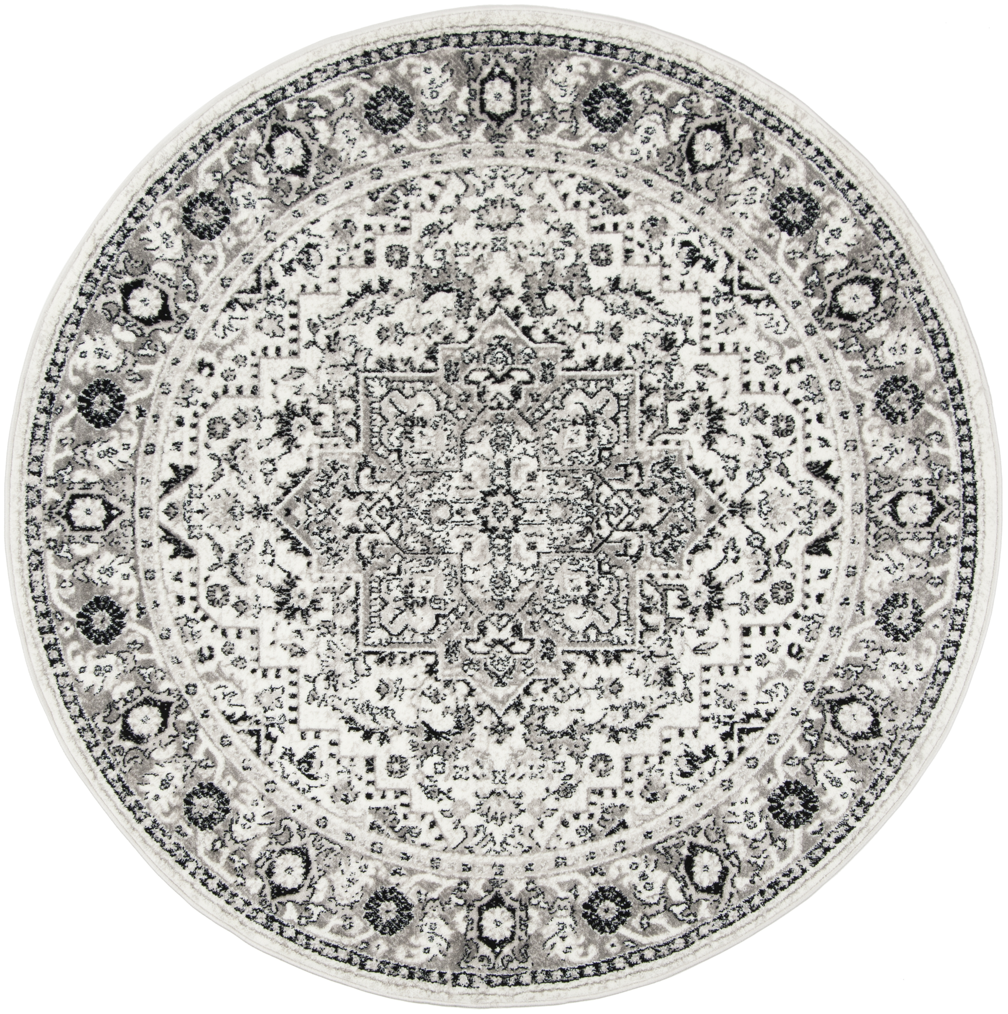 Arlo Home Woven Area Rug, SKY126K, Grey/Ivory,  6' 7" X 6' 7" Round - Image 0