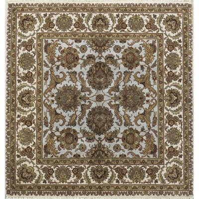 One-of-a-Kind Royal Crown Magnolia Hand-Knotted Brown/Beige 6' x 6'1" Wool Area Rug - Image 0