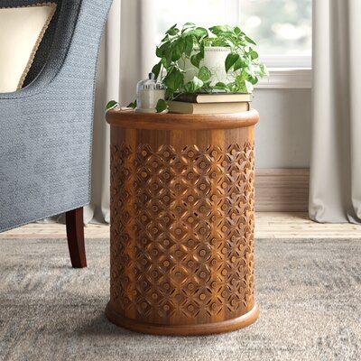 Darrah Solid Wood Tray Top Drum End Table - Image 0