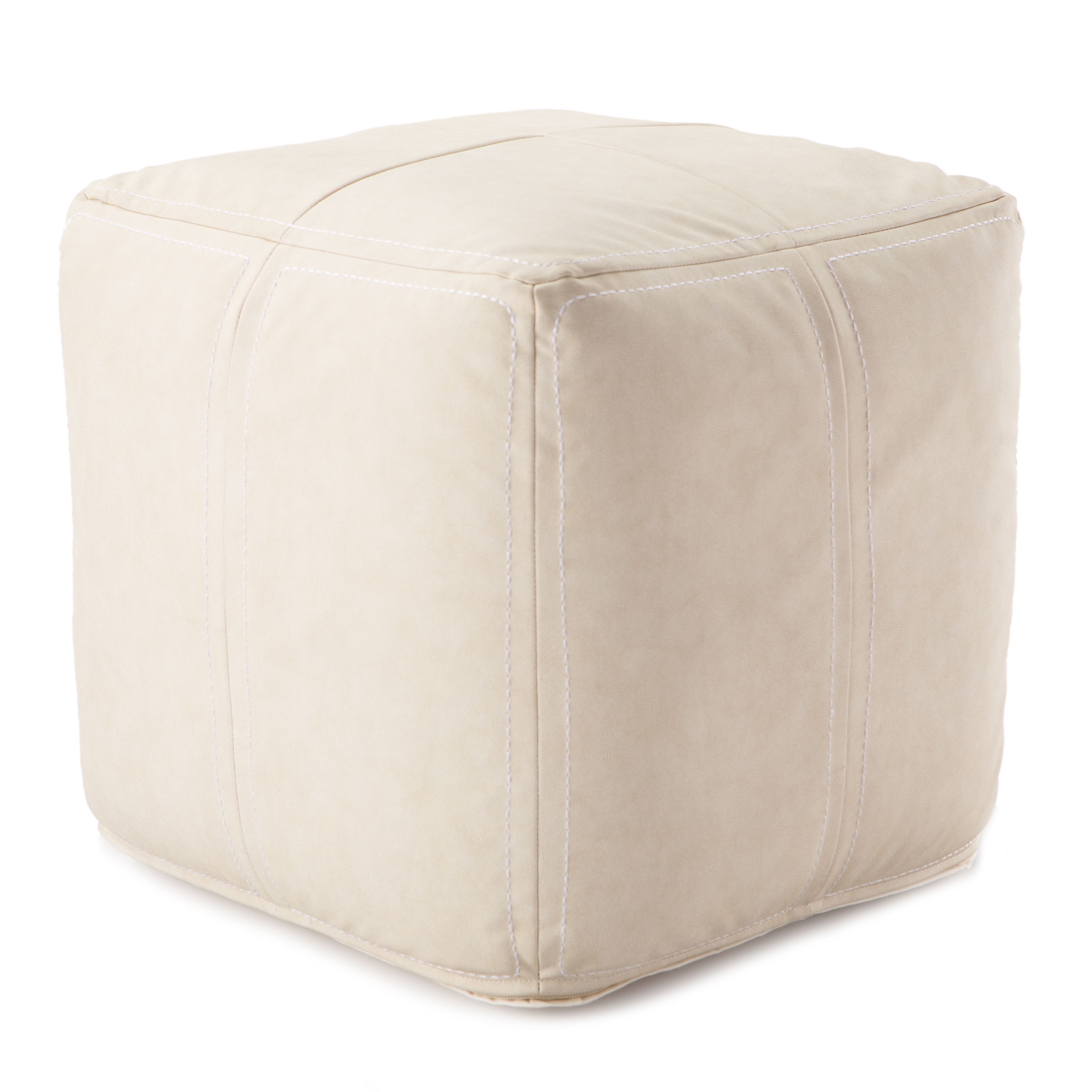 Nikki Chu by Suave Solid White Cube Pouf - Image 0