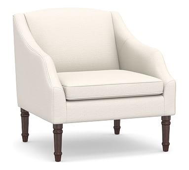 SoMa Emma Upholstered Armchair, Polyester Wrapped Cushions, Performance Chateau Basketweave Ivory - Image 0