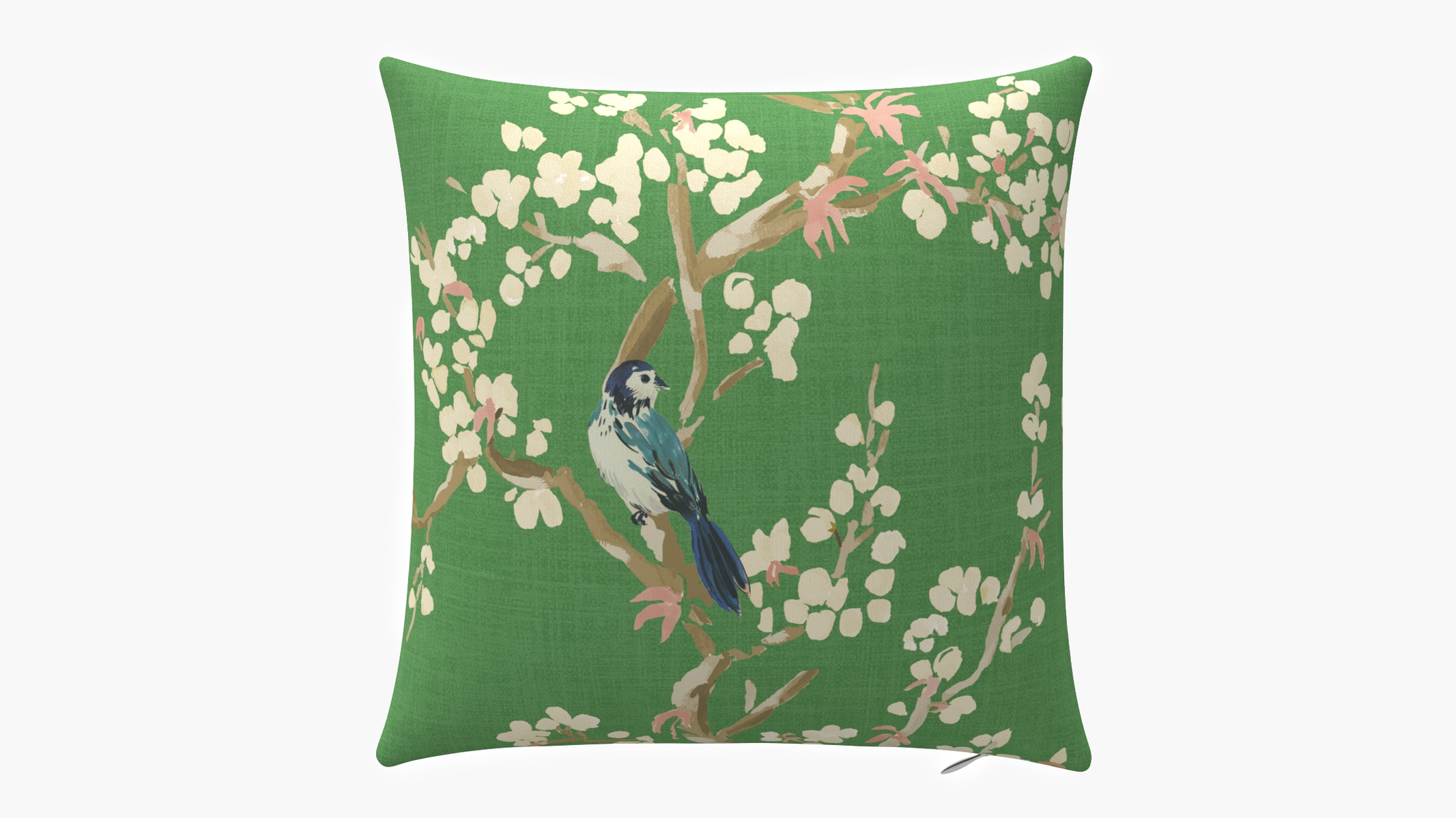 Outdoor 22" Throw Pillow, Jade Cherry Blossom, 22" x 22" - Image 0