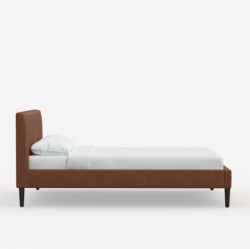 Camilla Full Faux Leather Brown Channel Bed - Image 2
